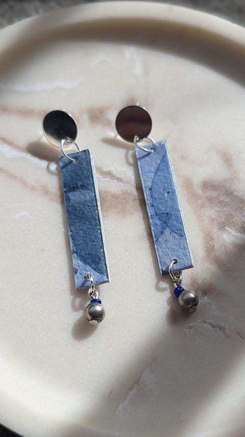Ocean Blues Rectangular Dangle Earrings