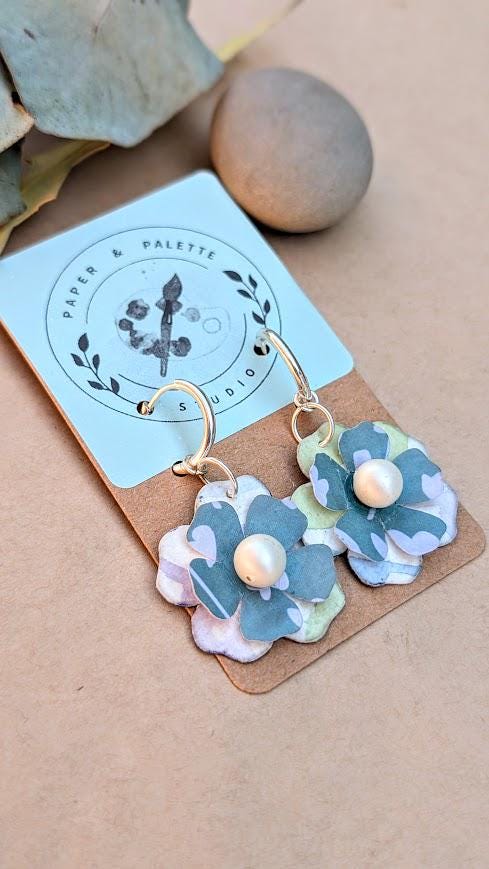 Watercolour Flower Origami Earrings