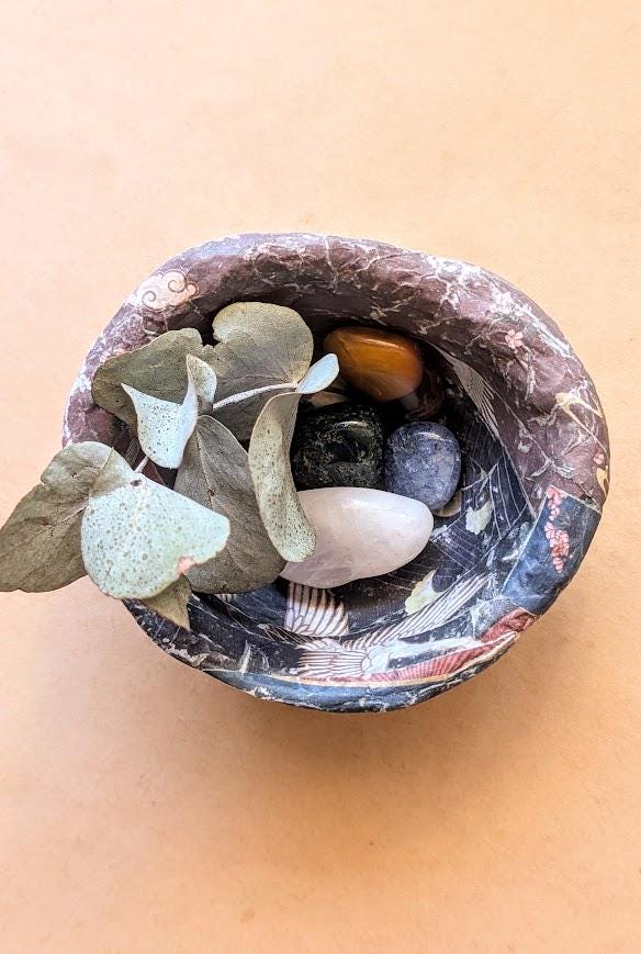 Handmade Paper Clay Decoupage Decorative Dish
