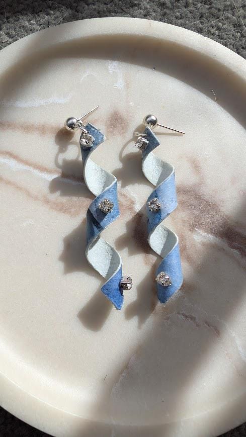 Hand Painted Paper Spiral Earrings
