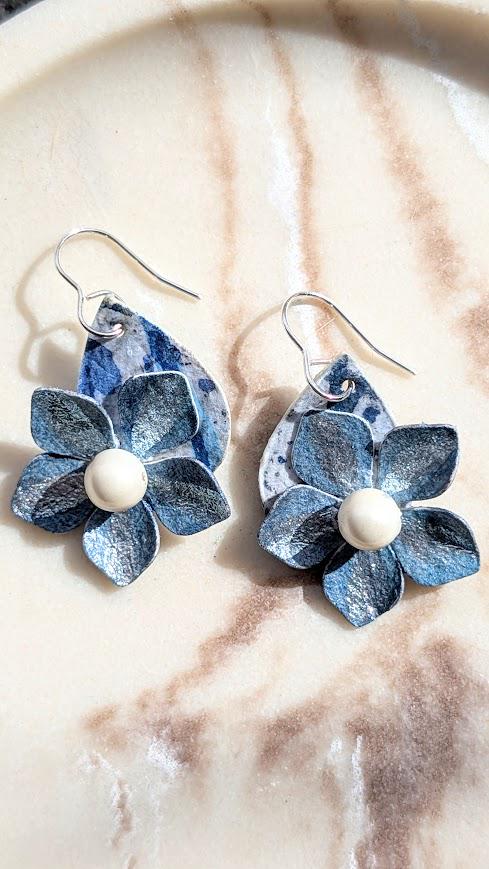 Hand Painted Paper Floral Earrings