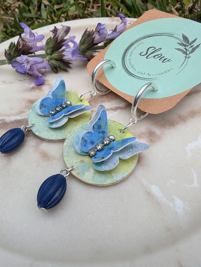 Watercolour Butterfly Half Hoop Earrings