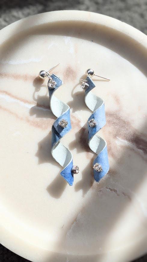 Hand Painted Paper Spiral Earrings