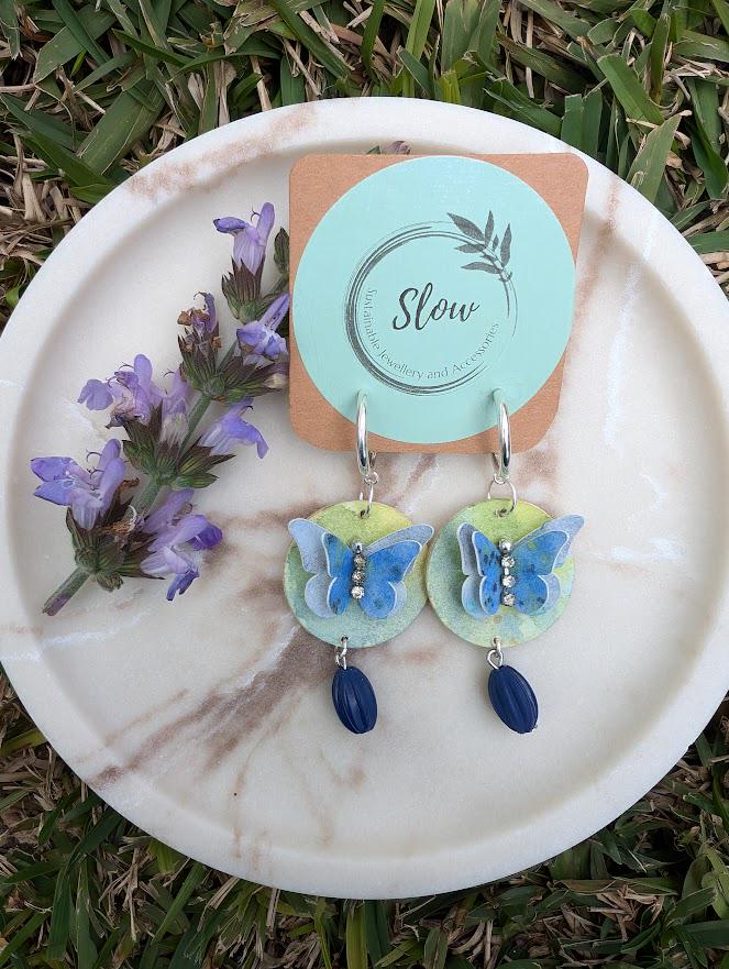 Watercolour Butterfly Half Hoop Earrings