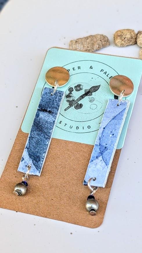 Ocean Blues Rectangular Dangle Earrings