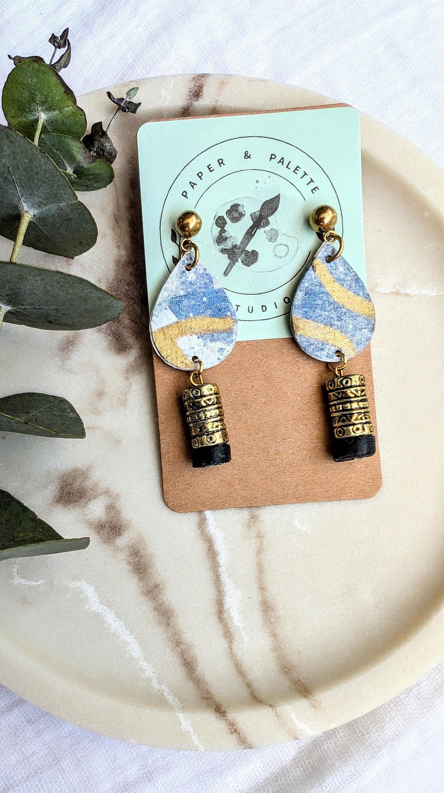 Vintage Gold Bead Teardrop Earrings