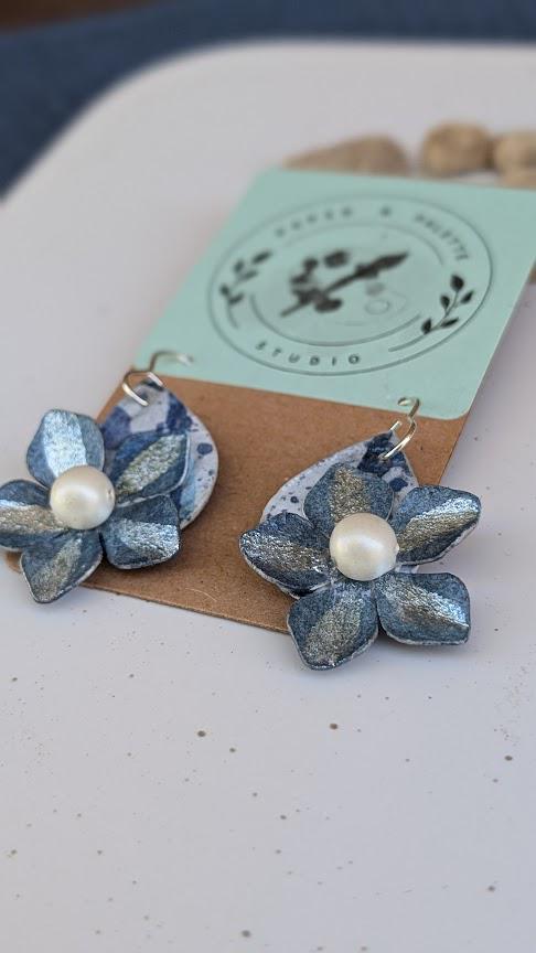 Hand Painted Paper Floral Earrings