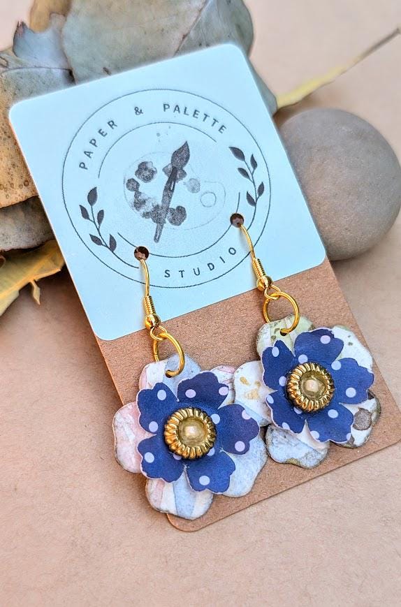 Watercolour Flower Origami Earrings