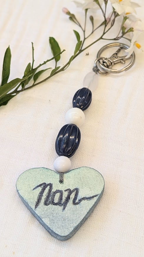 Carry My Heart Keyring – Hand-Painted Paper Heart with Beaded Details | Sustainable Keepsake
