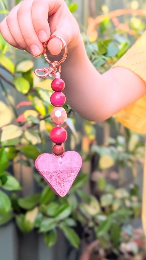 Carry My Heart Keyring – Hand-Painted Paper Heart with Beaded Details | Sustainable Keepsake