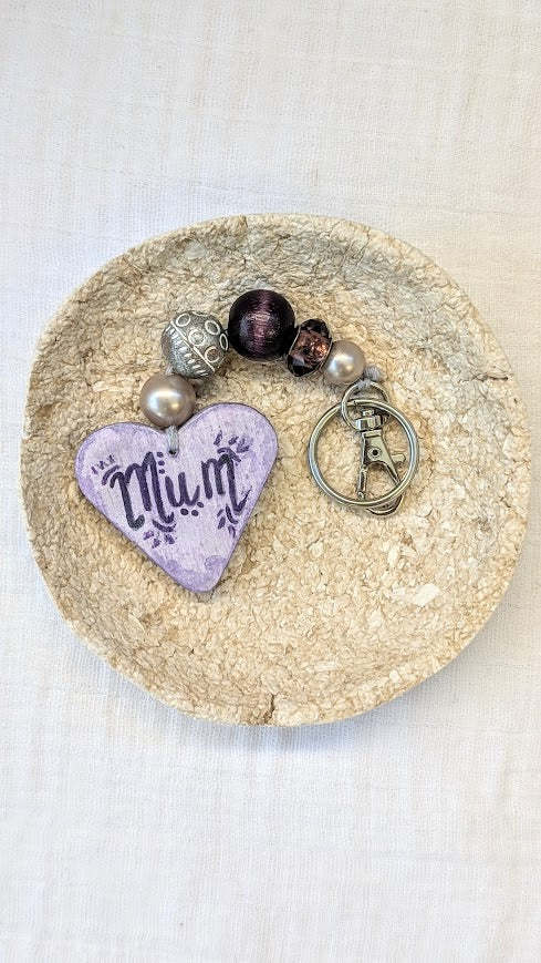 Carry My Heart Keyring – Hand-Painted Paper Heart with Beaded Details | Sustainable Keepsake