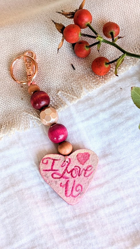 Carry My Heart Keyring – Hand-Painted Paper Heart with Beaded Details | Sustainable Keepsake