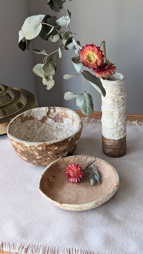 Set of hand made paper clay home décor