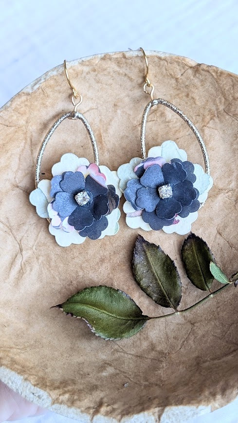 Elowen Collection Handmade Paper Floral Bridesmaid Earrings