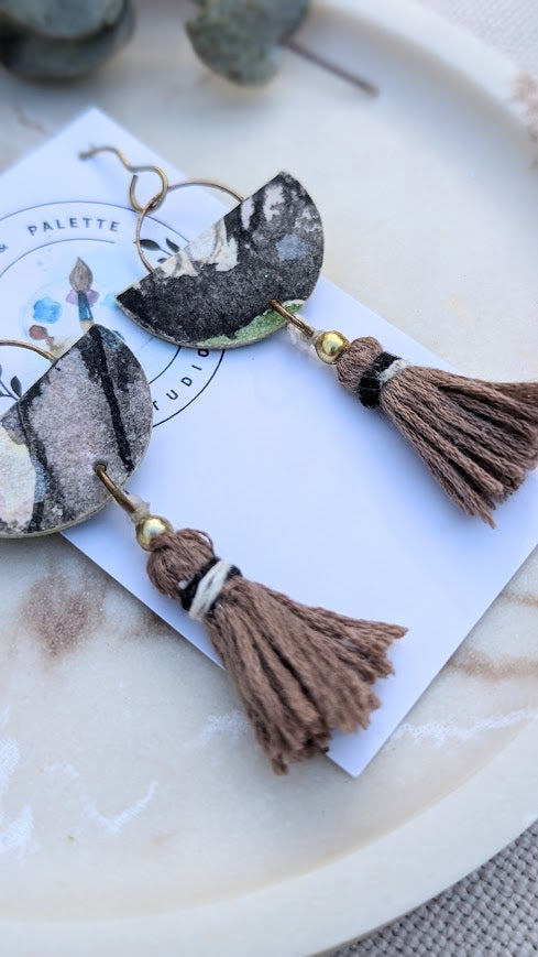 Handcrafted Paper & Tassel Lightweight Statement Earrings - Mariposa Collection