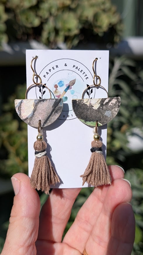 Handcrafted Paper & Tassel Lightweight Statement Earrings - Mariposa Collection