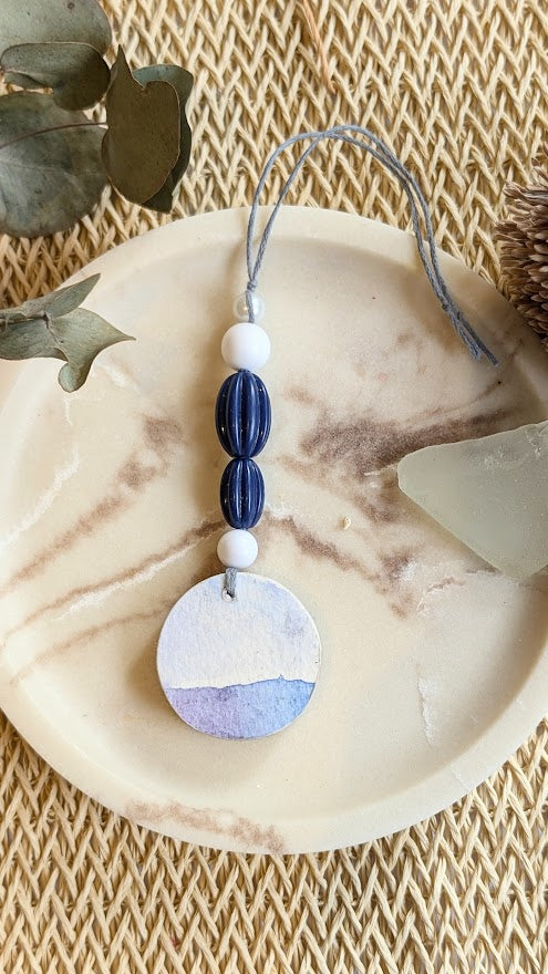Handmade Paper Clay Essential Oil Diffuser – Botanical & Geometric Designs with Beads – Eco-Friendly Car or Wardrobe Freshener
