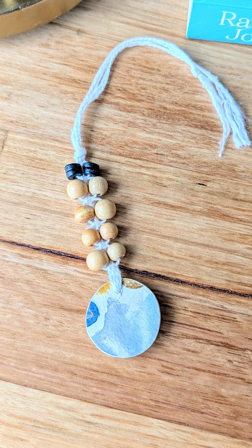 Handmade Paper Clay Essential Oil Diffuser – Botanical & Geometric Designs with Beads – Eco-Friendly Car or Wardrobe Freshener