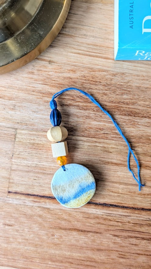 Handmade Paper Clay Essential Oil Diffuser – Botanical & Geometric Designs with Beads – Eco-Friendly Car or Wardrobe Freshener