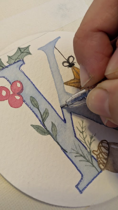 Hand-Painted Custom Personalised Single Initial Christmas Tag