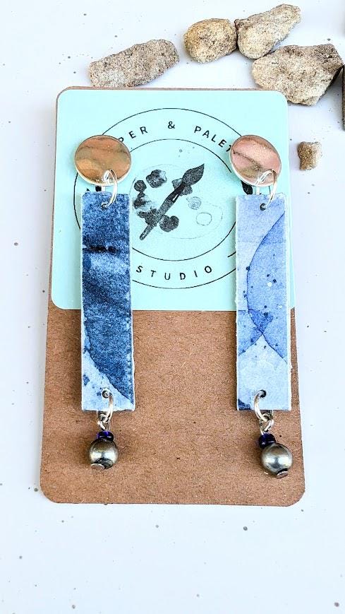 Ocean Blues Rectangular Dangle Earrings