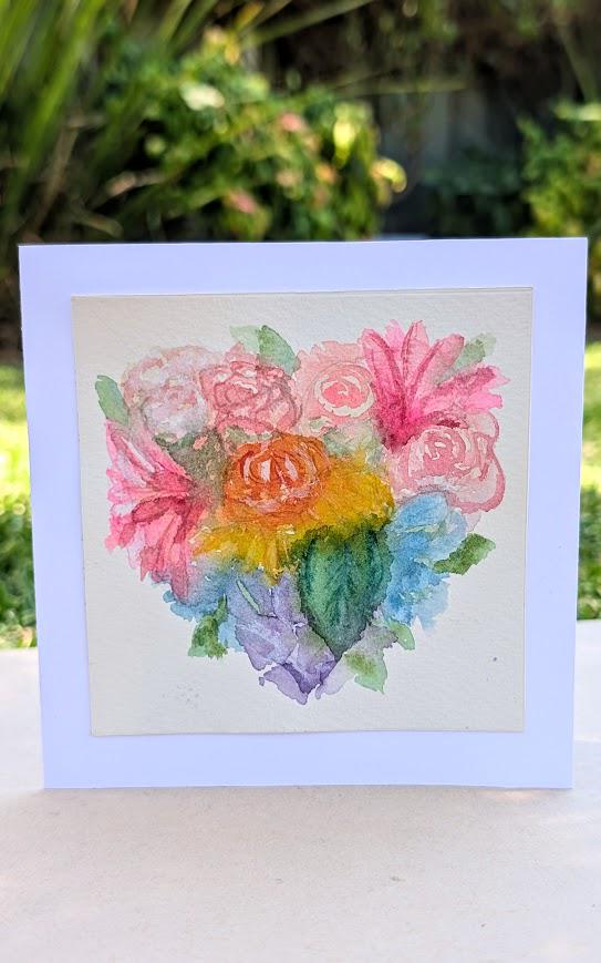 Heart shaped floral arrangement gift card