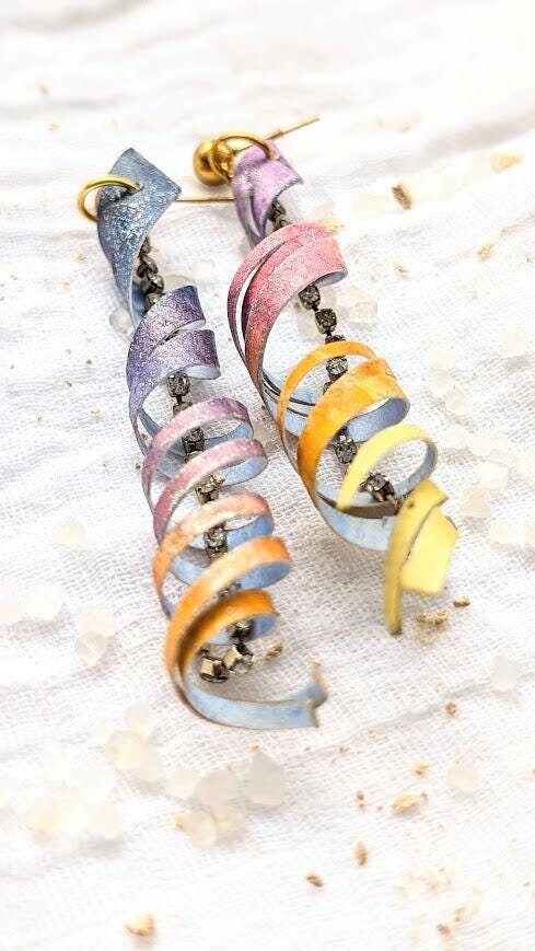 Watercolour Spiral Stud Earrings
