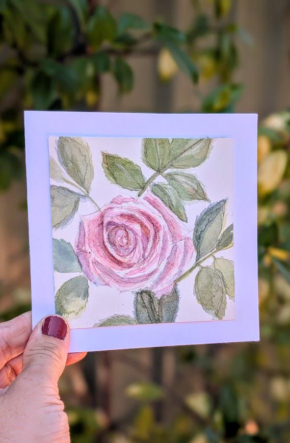 watercolour rose gift card