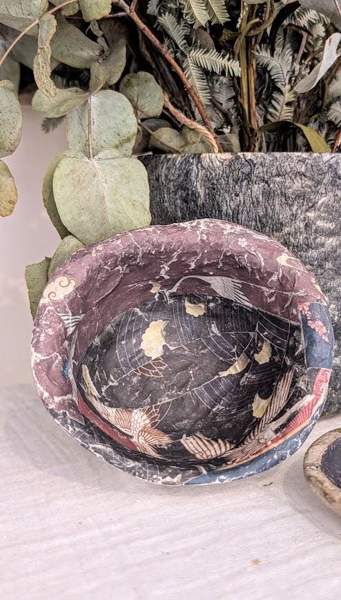 Handmade Paper Clay Decoupage Decorative Dish