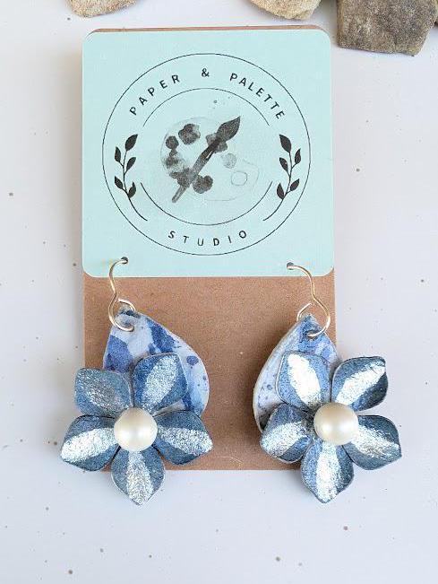 Hand Painted Paper Floral Earrings