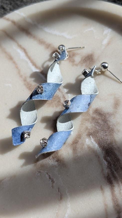 Hand Painted Paper Spiral Earrings