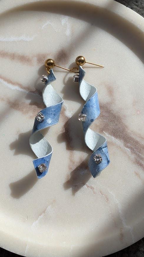 Hand Painted Paper Spiral Earrings
