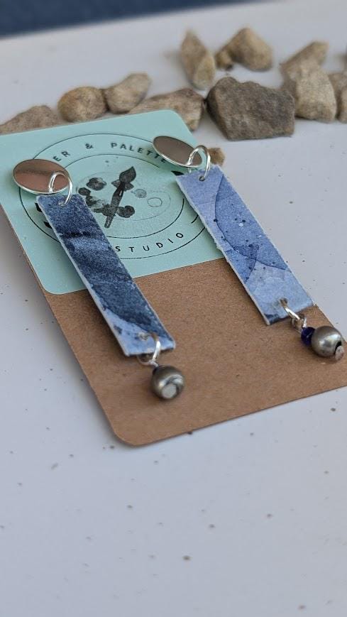 Ocean Blues Rectangular Dangle Earrings
