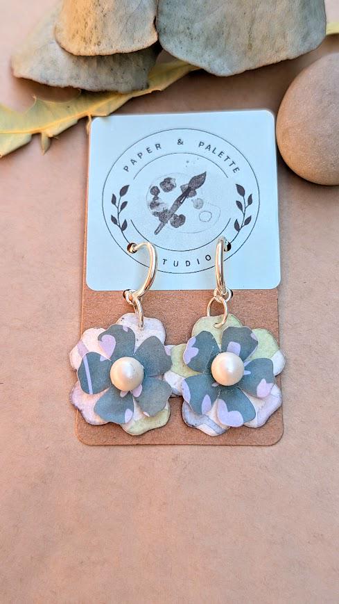Watercolour Flower Origami Earrings