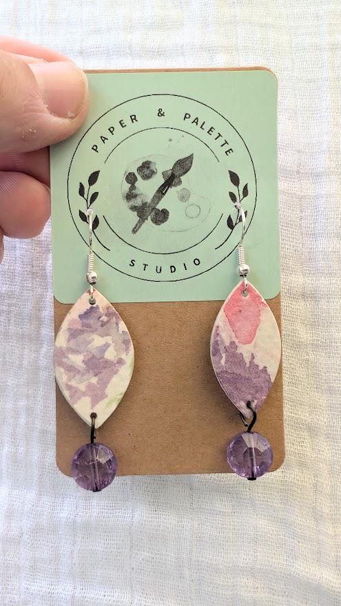 purple beaded dangle earrings