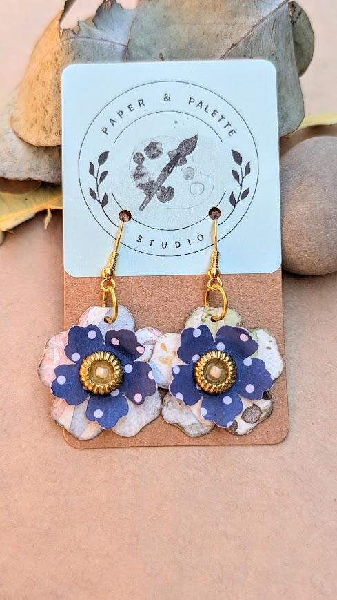 Watercolour Flower Origami Earrings