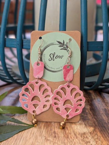 Pink Filigree Paper Earrings