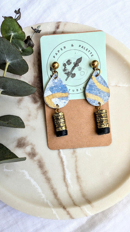 Vintage Gold Bead Teardrop Earrings
