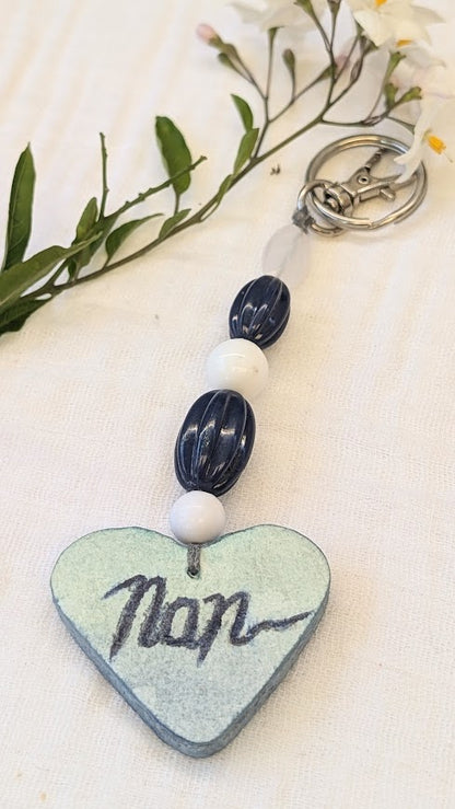 Carry My Heart Keyring – Hand-Painted Paper Heart with Beaded Details | Sustainable Keepsake