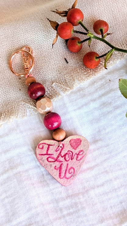 Carry My Heart Keyring – Hand-Painted Paper Heart with Beaded Details | Sustainable Keepsake