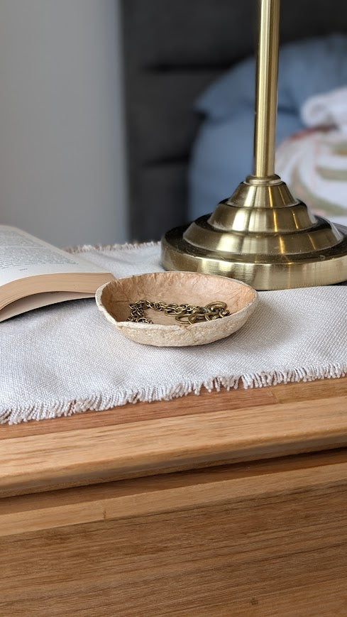 Organic paper dish in neutral decor