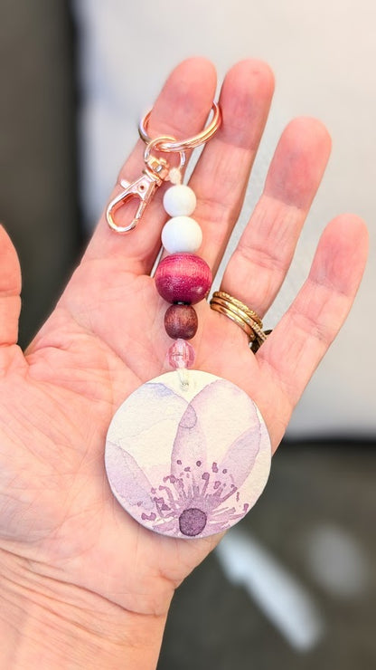 Hyacinth Bloom – Hand-Painted Watercolour Floral Keyring | Lightweight & Sustainable Gift