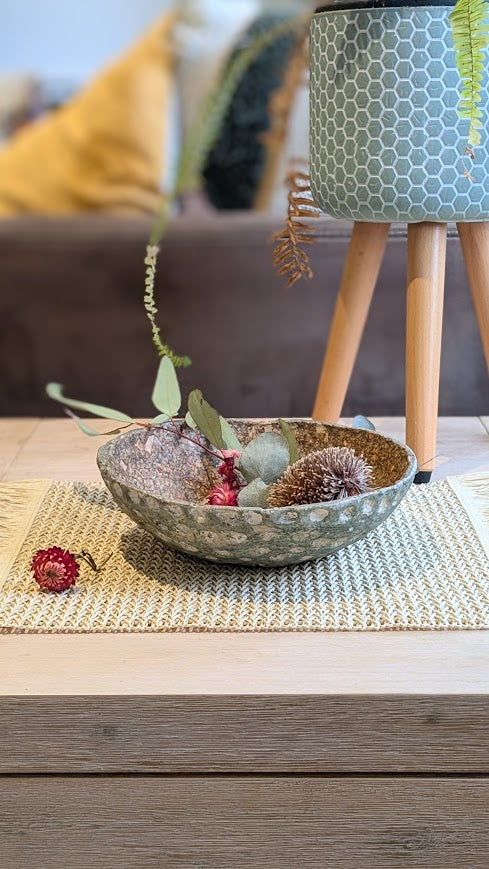 The Cassia Bowl –  Sustainable Green Textured Paper Clay
