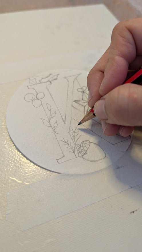 Hand-Painted Custom Personalised Single Initial Christmas Tag