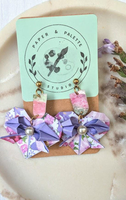 Purple Floral Origami Earring