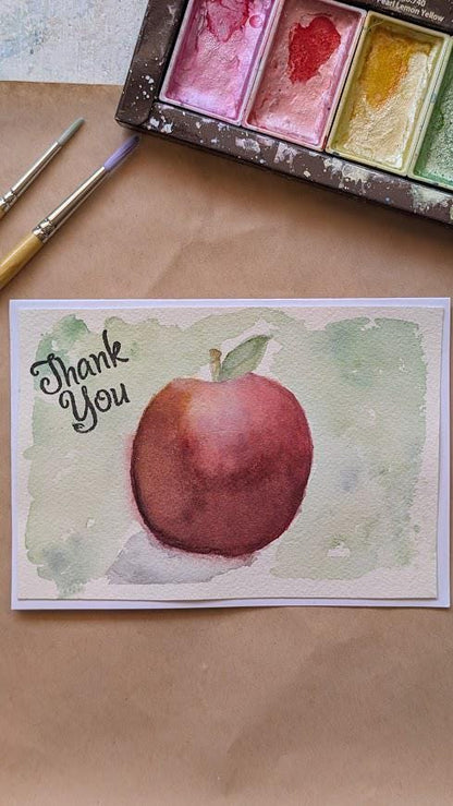 Set of 4 Hand made Hand Painted Thank You Cards Teacher Educator Coach Trainer Gift