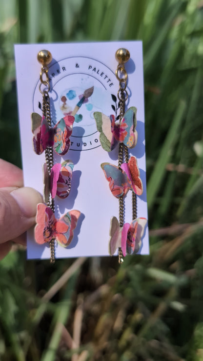 Elowen Collection – Watercolour Butterfly Paper Earrings
